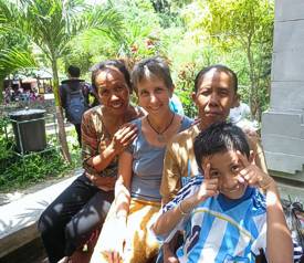 Holy Hot Spring with Iluh Putu, her mother and son (Fitto). Photo by Brenda Hinton, Bali, November 2013