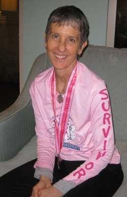 Brenda after Donnas Run half marathon in Jacksonville Beach, Florida, February 2011