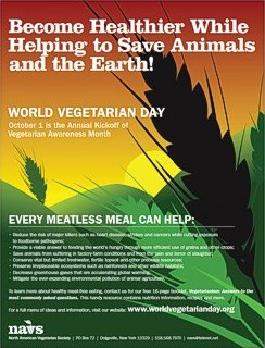 World Vegetarian Day, October 1, is the annual kick-off of Vegetarian Awareness Month.